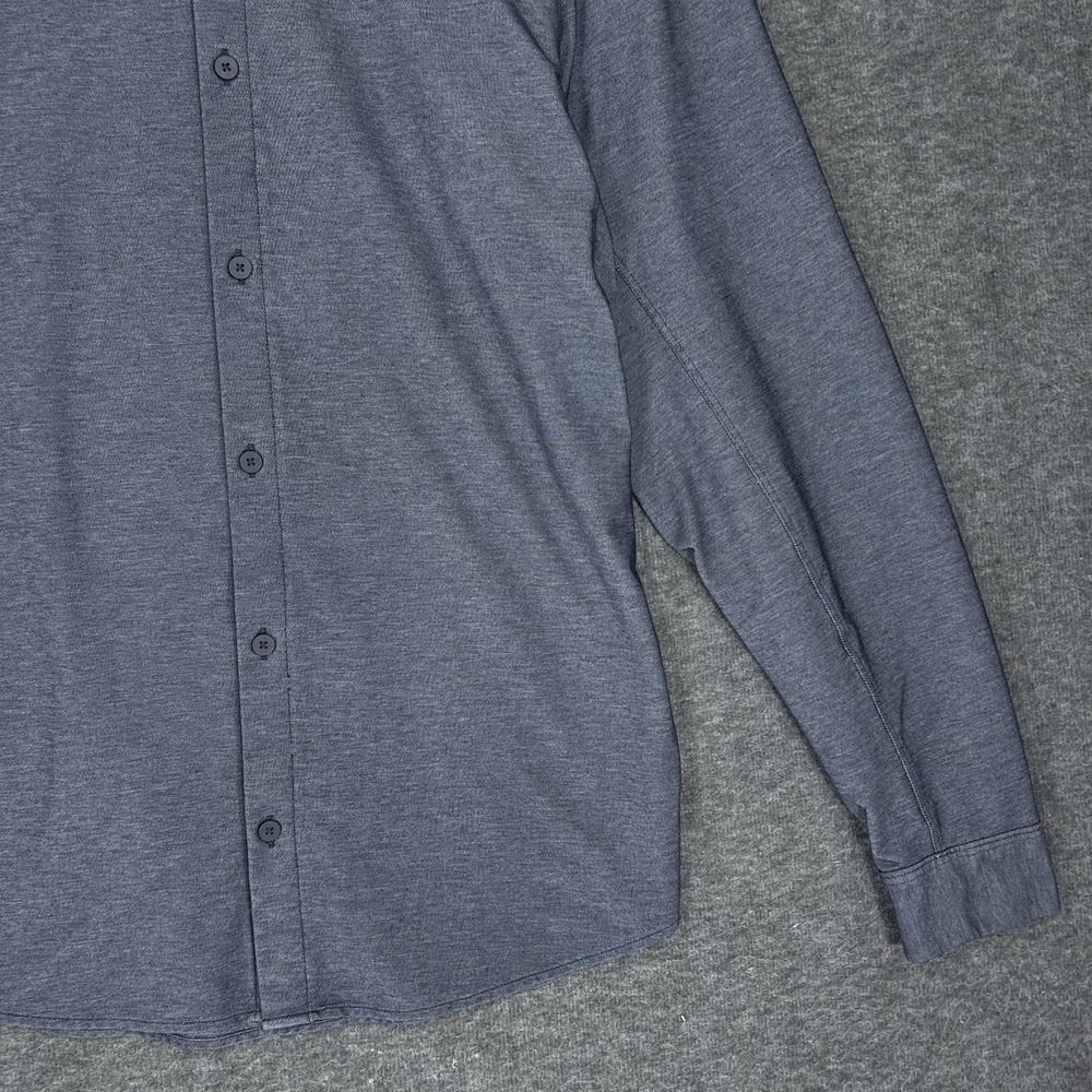 Lululemon Commission Shirt Mens L River Blue Enzyme Dyed Long Sleeve - Picture 5 of 11